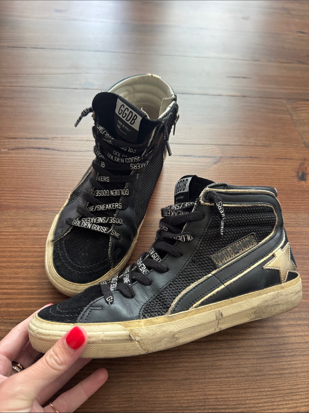 Golden Goose Black High-Top Sneakers with Cream Soles